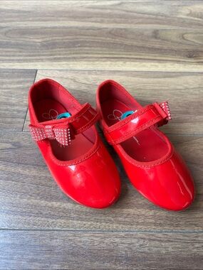 Girls' Red Ballet Cute Shoes with Decorative Bow Ribbon Toddler